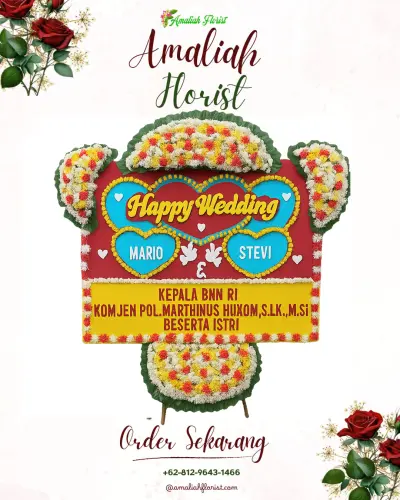 Karangan Papan Bunga Pernikahan di Sermaf